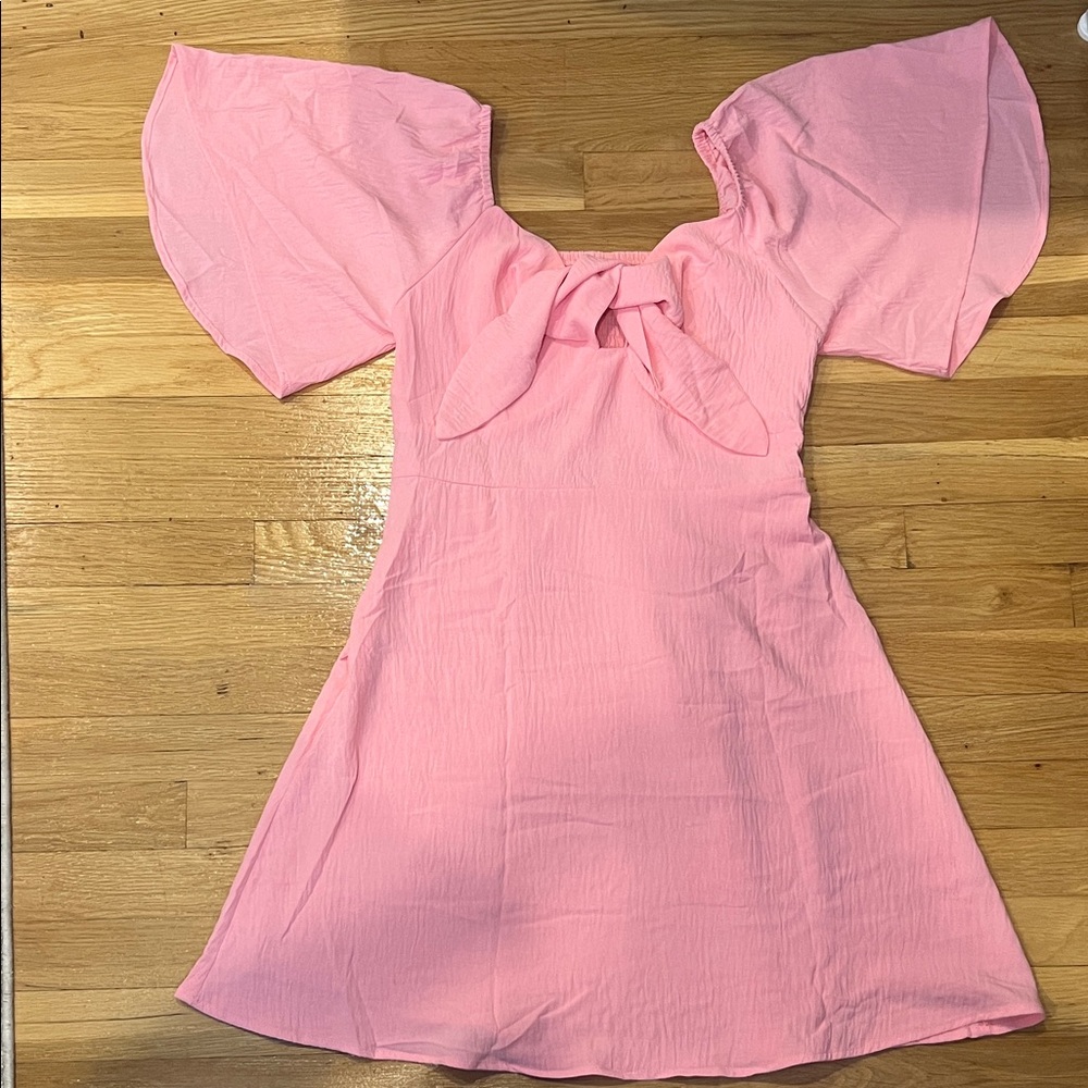 New! Pink Dress with Puff Sleeves